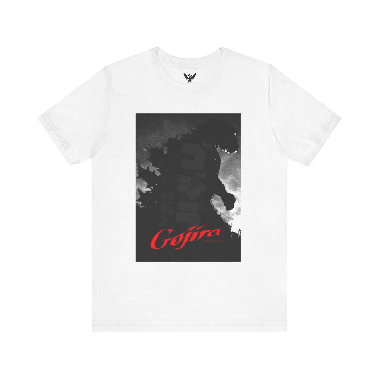 Original Godzilla poster t-shirt — vintage 1954 kaiju movie art on white cotton tee