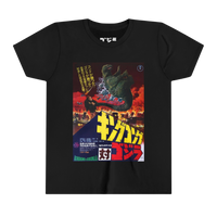 Kids Godzilla and Kong t-shirt — fun cartoon-style monster duo design on soft black cotton tee