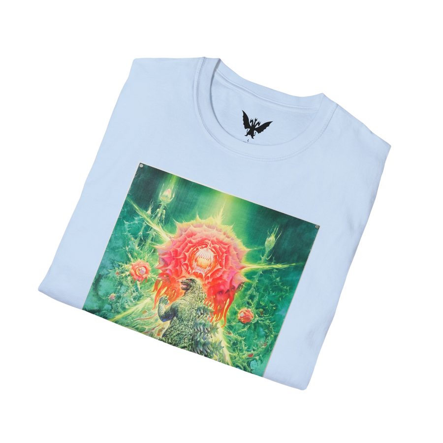 Folded light blue Godzilla vs Biollante 1989 tee — officially-inspired monster movie apparel for collectors
