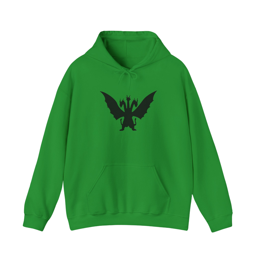 Irish Green King Ghidorah “Take Me To Your Leader” hoodie — sci-fi kaiju streetwear with bold front graphic

