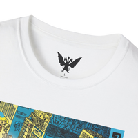 Close-up of vintage white Godzilla vs Hedorah print — detailed retro art from Showa-era film