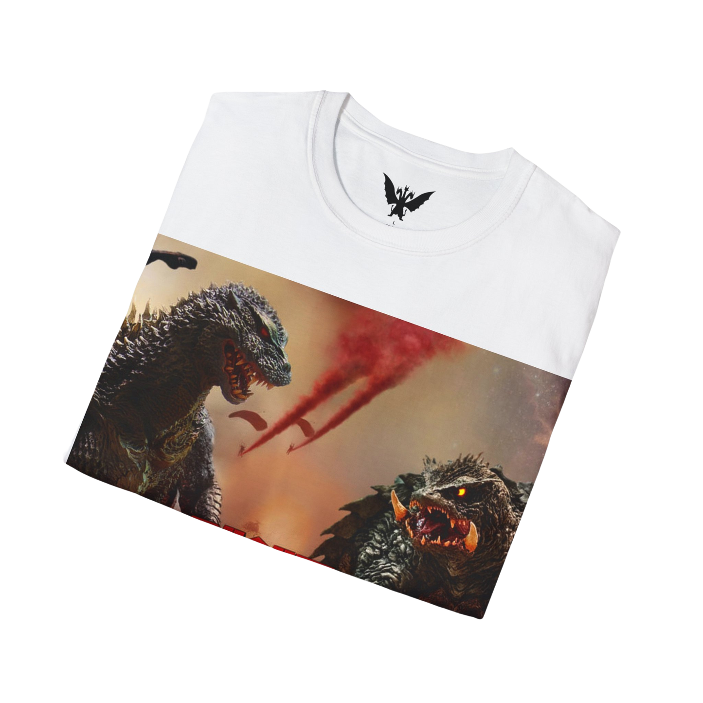 Close-up of Godzilla vs Gamera print — detailed art of two giant monsters in combat