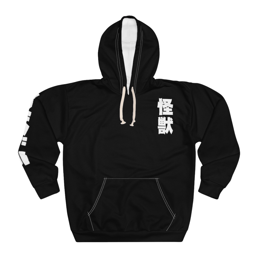 Godzilla vs SpaceGodzilla hoodie — bold kaiju battle print on black pullover sweatshirt