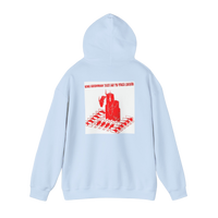 Back of Light blue Take Me To Your Leader hoodie — relaxed fit with soft fleece lining