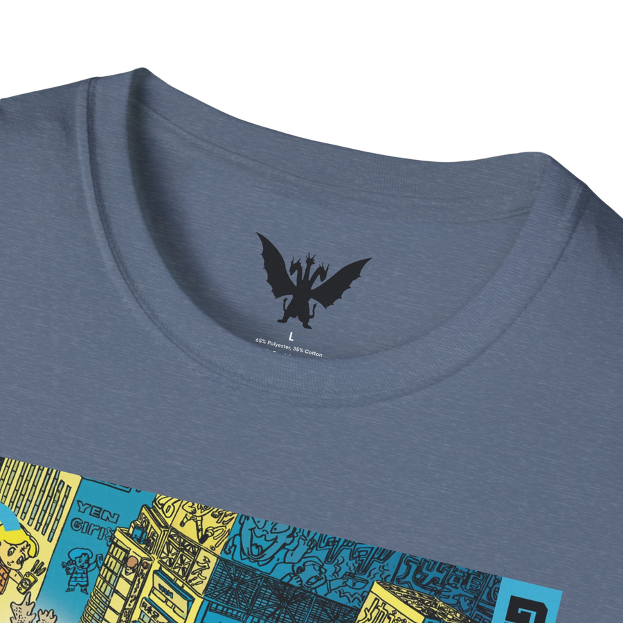 Close-up of vintage Godzilla vs Hedorah print — detailed retro art from Showa-era film