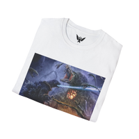 Folded Godzilla vs Biollante t-shirt showcasing front graphic design in white color