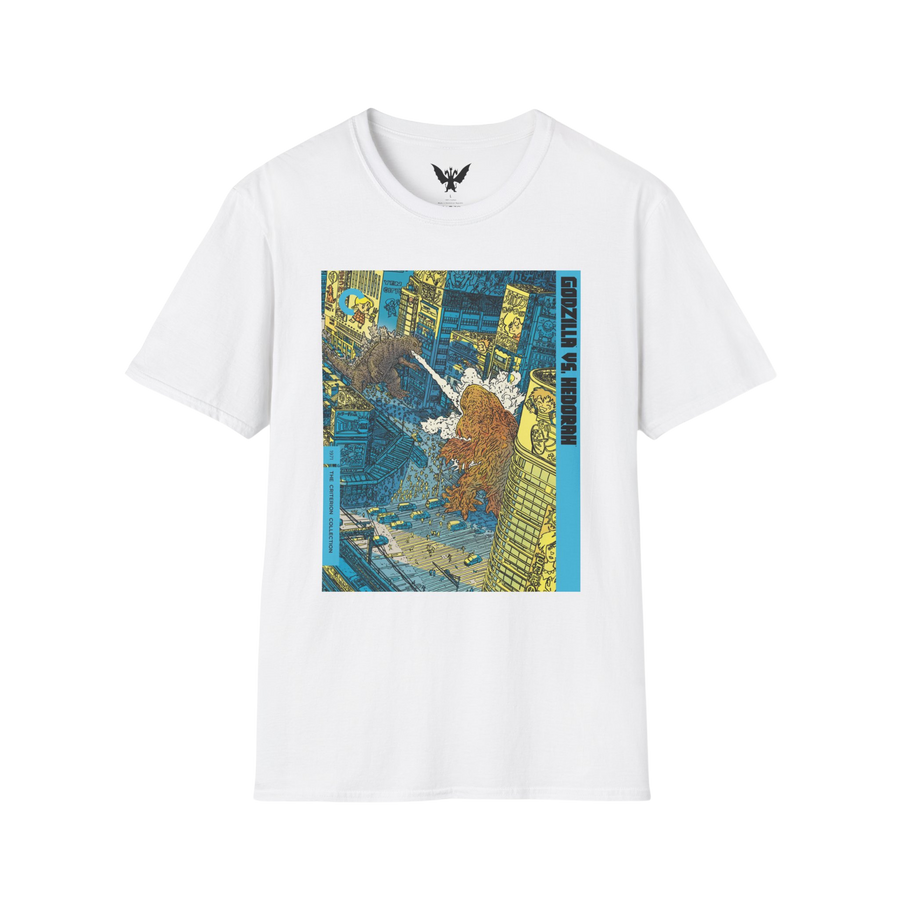 Godzilla vs Hedorah vintage 1971 shirt — retro kaiju movie artwork on soft white cotton tee
