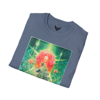 Folded heather indigo Godzilla vs Biollante 1989 tee — officially-inspired monster movie apparel for collectors