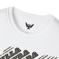 Close-up of Hedorah vintage print on t-shirt — psychedelic Godzilla art from original film