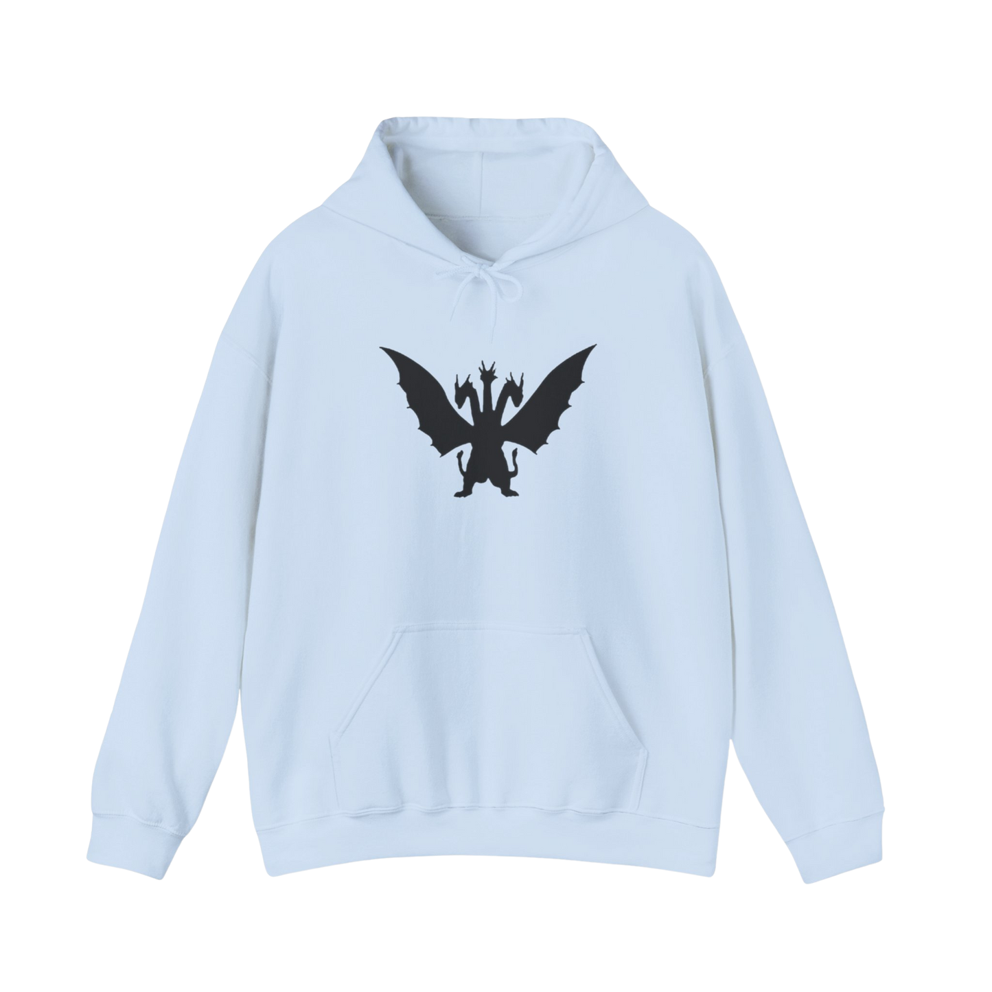 Light blue King Ghidorah “Take Me To Your Leader” hoodie — sci-fi kaiju streetwear with bold front graphic