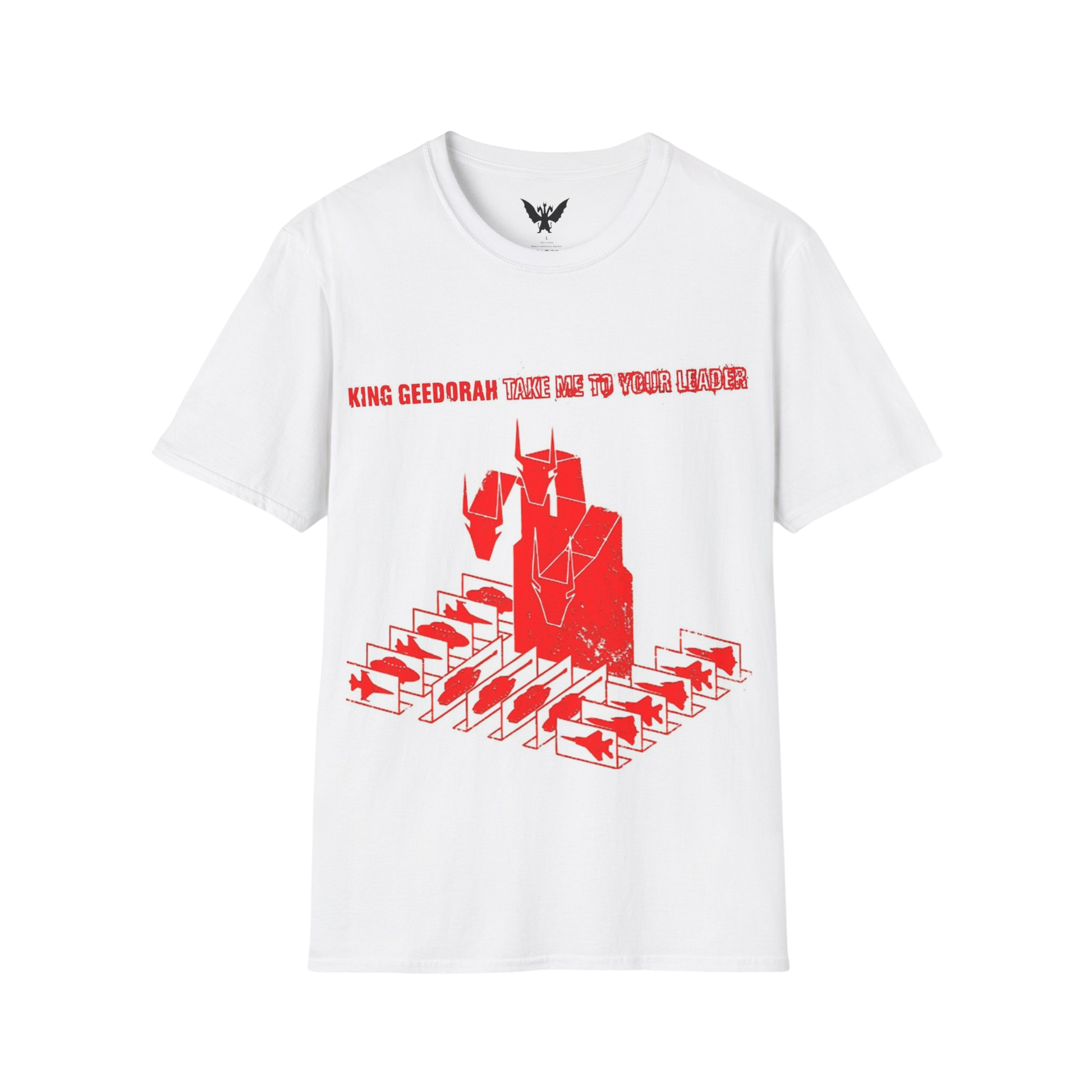 King Geedorah Take Me to Your Leader t-shirt — hip hop album artwork on white cotton tee