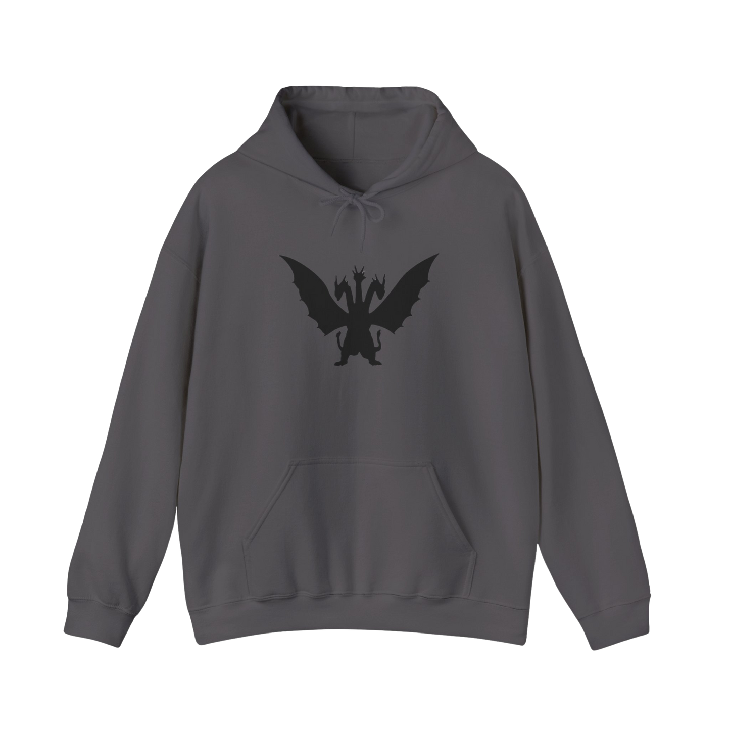 Charcoal King Ghidorah “Take Me To Your Leader” hoodie — sci-fi kaiju streetwear with bold front graphic