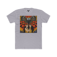 Mothra and the Fairies t-shirt — mystical design featuring Shobijin twins and Mothra in flight

