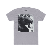 Godzilla Minus One movie poster t-shirt — cinematic design on heather gray cotton tee for kaiju fans