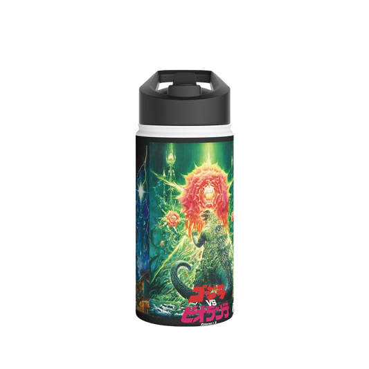 Godzilla stainless steel water bottle with wraparound kaiju artwork — durable and leak-proof design for fans