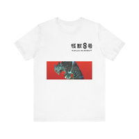 Kaiju No. 8 anime t-shirt with bold monster artwork on white cotton fabric