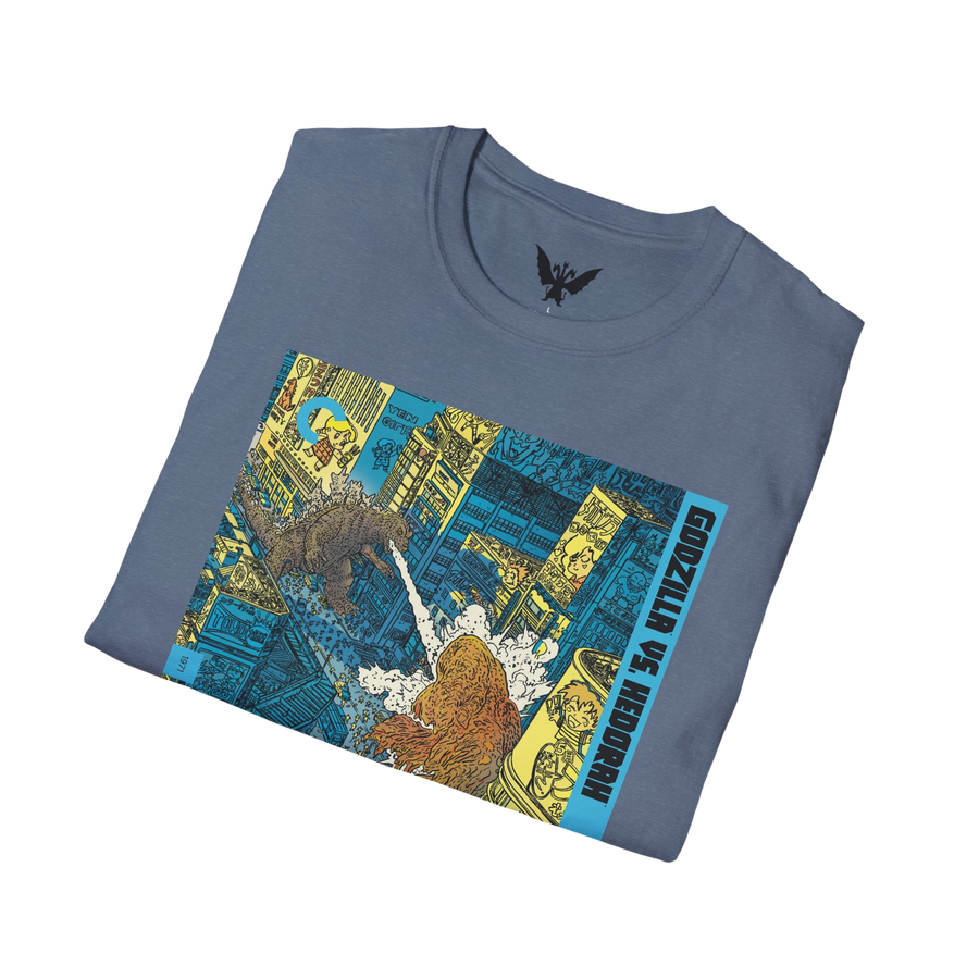 Folded vintage Godzilla vs Hedorah tee — collectible t-shirt inspired by the cult monster film