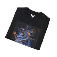 Folded black Mechagodzilla vs Godzilla shirt — vintage-inspired monster tee for collectors