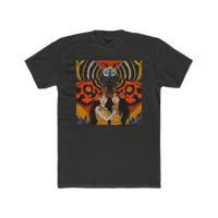 Black Mothra and the Fairies t-shirt — mystical design featuring Shobijin twins and Mothra in flight

