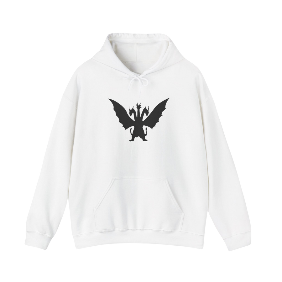 White King Ghidorah “Take Me To Your Leader” hoodie — sci-fi kaiju streetwear with bold front graphic