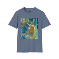 Godzilla vs Hedorah vintage 1971 shirt — retro kaiju movie artwork on soft heather indigo cotton tee